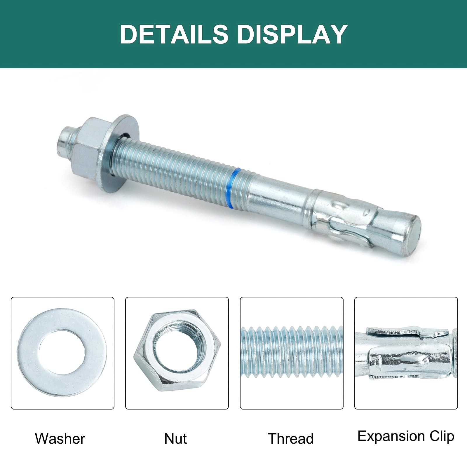 3/4″ x 7″ Concrete Anchors (10 Pack) 3/4 inch Wedge Anchors Bolts Zinc Plated