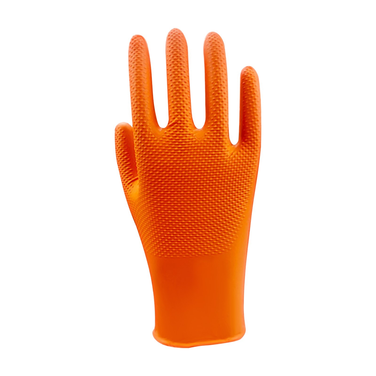 8 Mil Diamond Grip Nitrile Gloves Orange 100pc Raised Diamond Texture Industrial