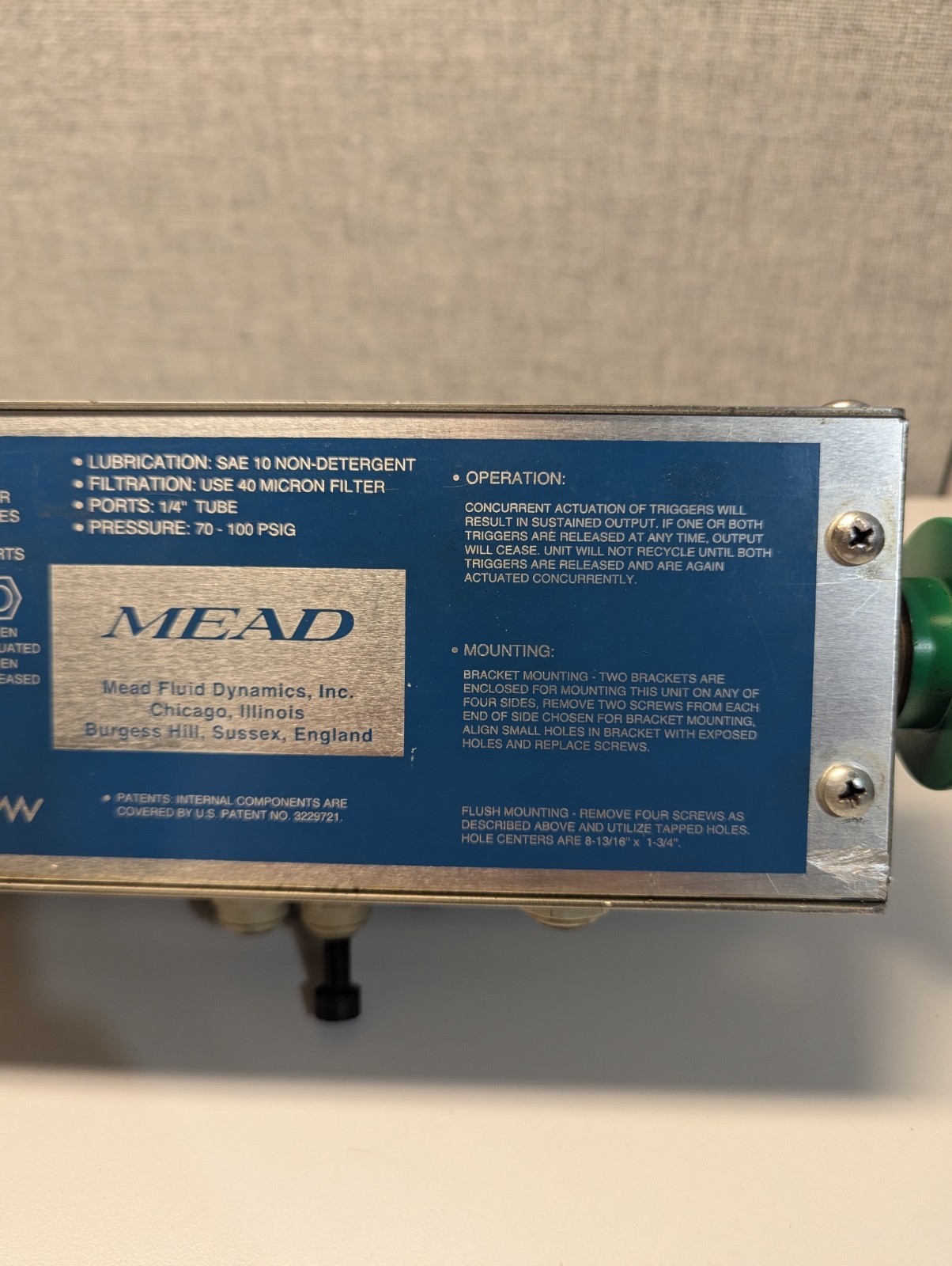 MEAD CSV-102 Two hand Pneumatic Actuator Works Good