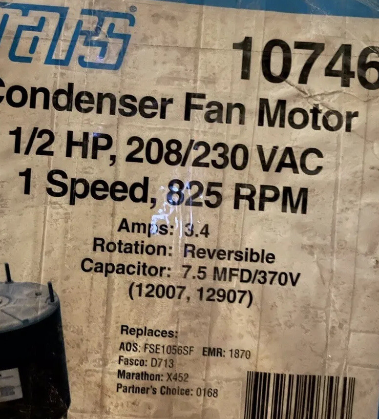 Mars A/C CONDENSER FAN MOTOR. MODEL#10746 1/3 HP 208/230v-a/c