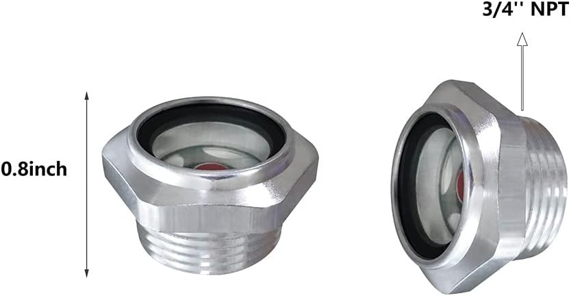 3/4inch NPT Air Compressor Oil Sight Glass 3/4''NPT–2pcs, Silver