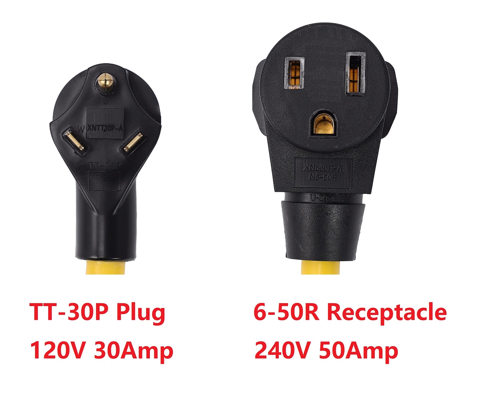 Nema Tt30p To 650r 120v 30 Amp 10 Awg 3 Prong Male Plug To 3 Prong Female Recept