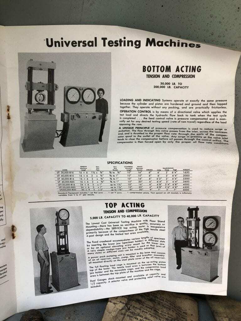 Louis Small RDT14-10 VINTAGE 10″ Brinell Hardness Tester 26-600BHN