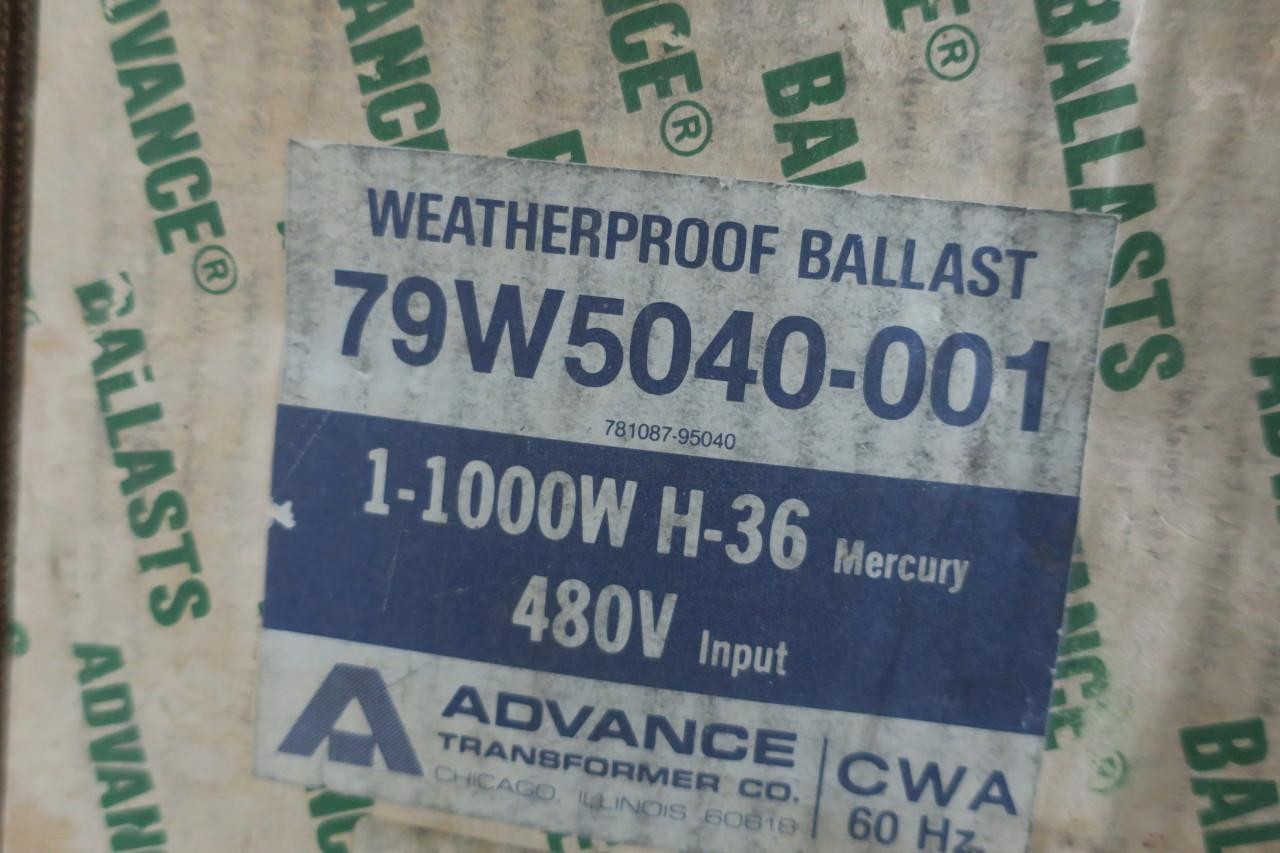 Advance 79W5040-001 Weatherproof Ballast 1000w 480v-ac