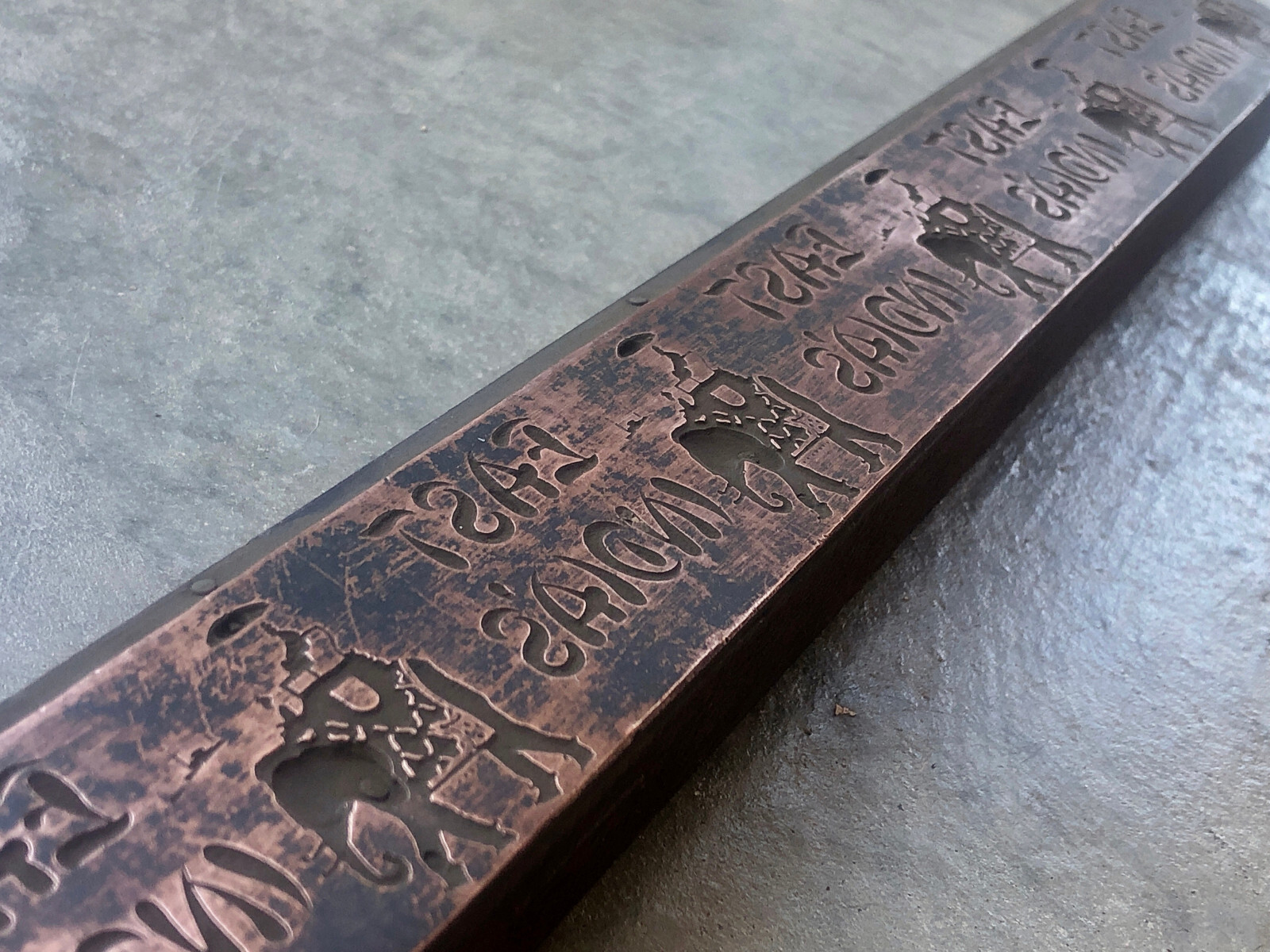 Large Long copper Antique Letterpress PRINTING BLOCK – EAST INDIA’S Ad