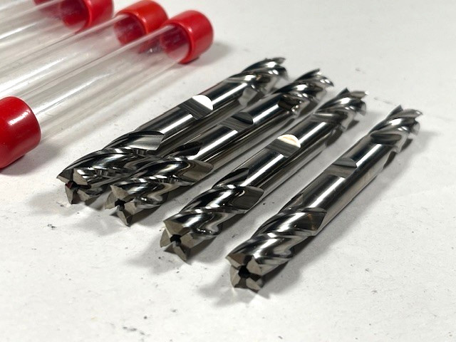 3/8″ 4 flute end mill, double end, cobalt 4 pc set USA