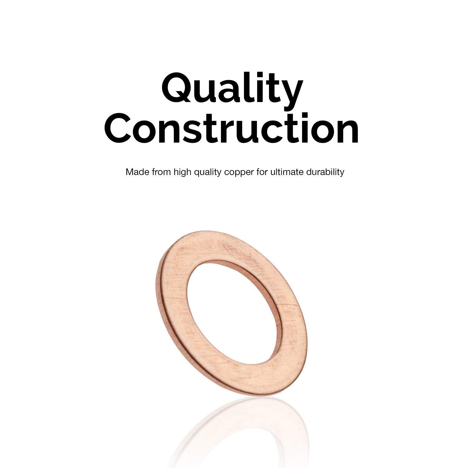M8 Flat Washer Copper Sealing Ring, 8mm ID 12mm OD 1mm Thickness Metric Seali…