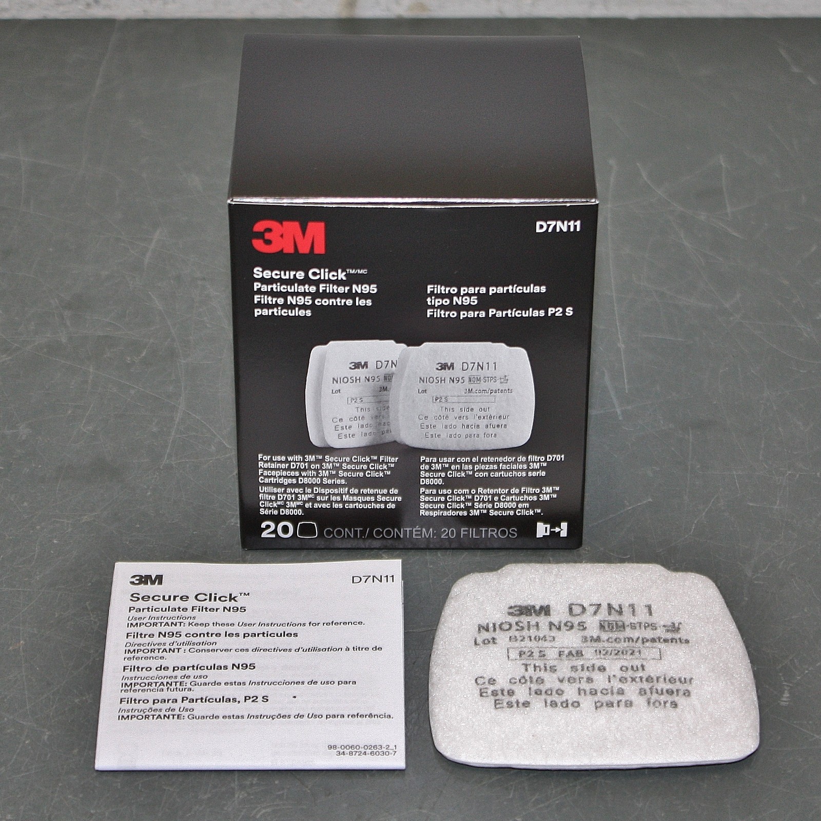 EXPIRED 02/2026 – (200) 3M Secure Click Mask Filters D7N11, N95, Particulate