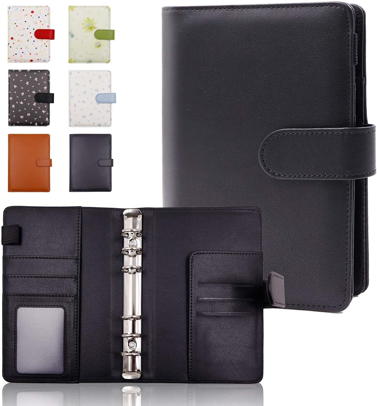 A6 Binder 6 Ring, Refillable Notebook Planner Cover, Small Leather Organizer Emp