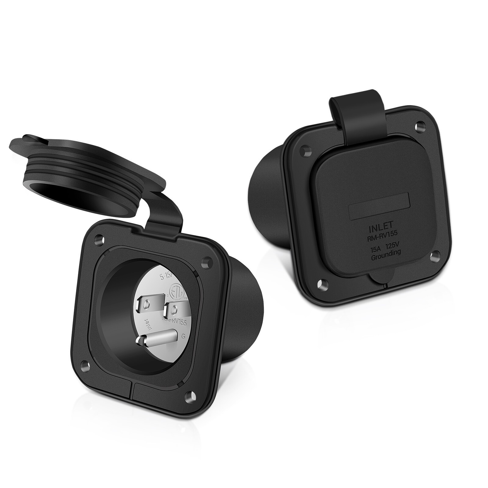 15A 125V Shore Power AC Port Plug Electrical Outlet Flanged Inlets for Boat RV