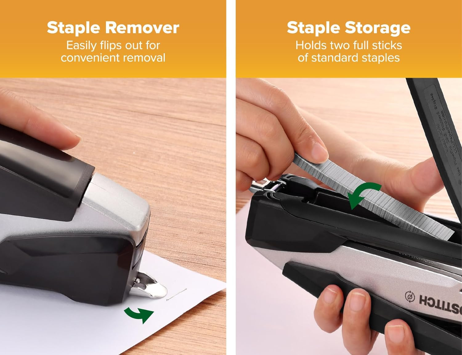 Bostitch Office Inpower Desktop Eco-Friendly Stapler, One-Finger Technology, Jam
