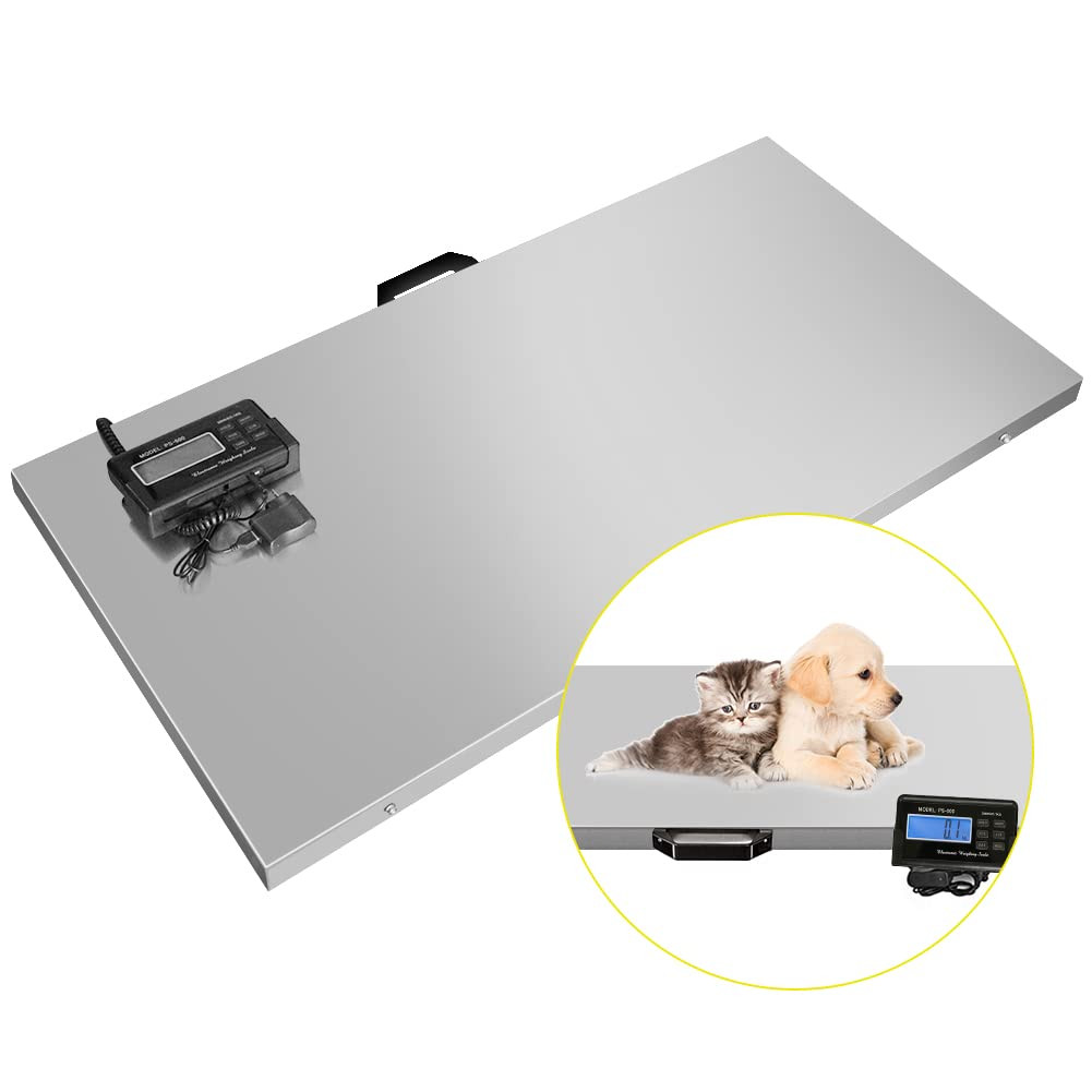 1100Lbs X 0.2Lbs Digital Livestock Scale Large Pet Vet Scale Stainless Steel Pla