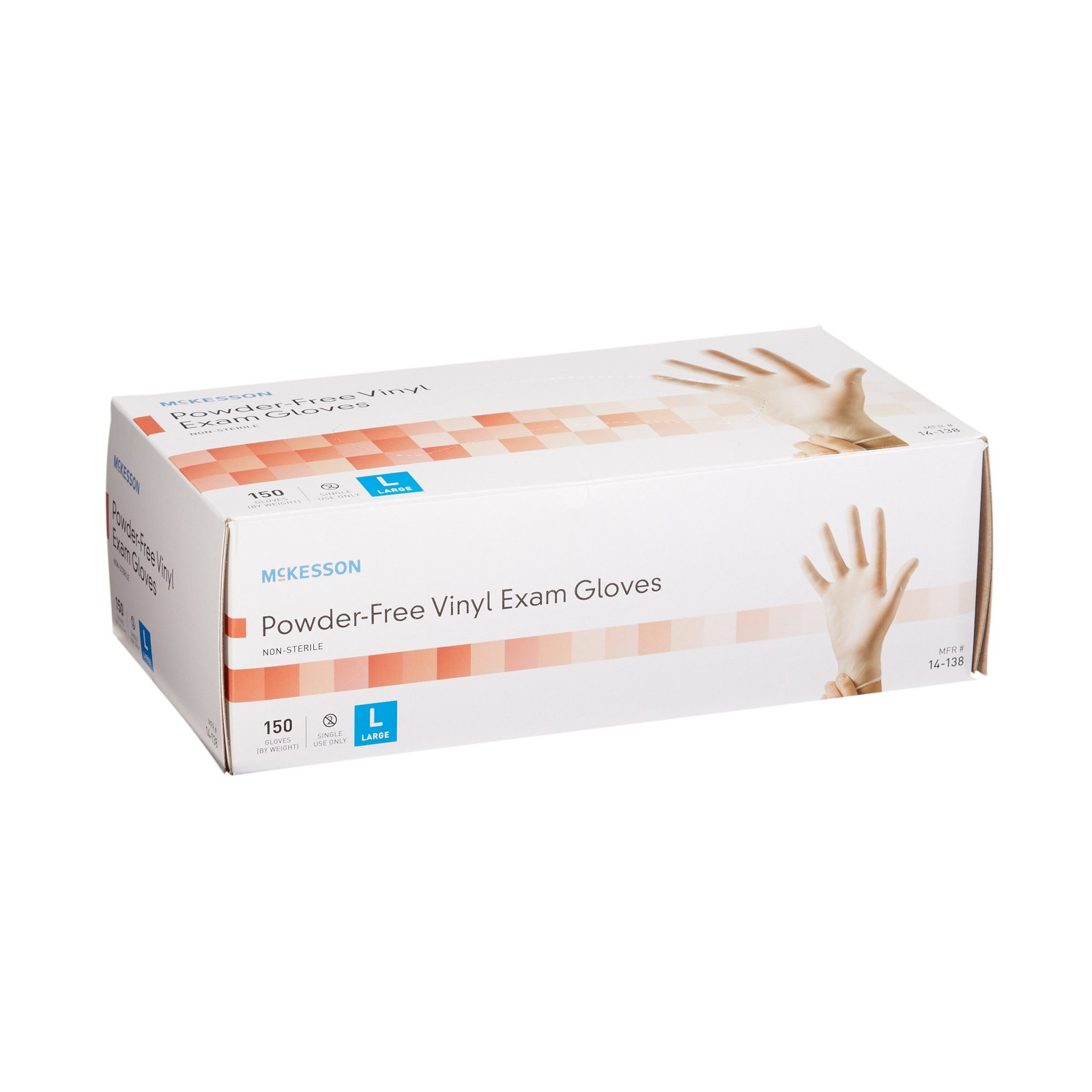 McKesson Vinyl Exam Glove Standard Cuff Length LARGE 150 per Box