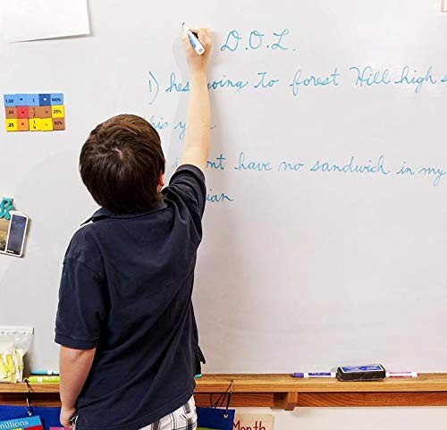 VEELIKE 78.7″x17.7″ Dry Erase Whiteboard Wallpaper Peel 79″W x 17.7″H, White