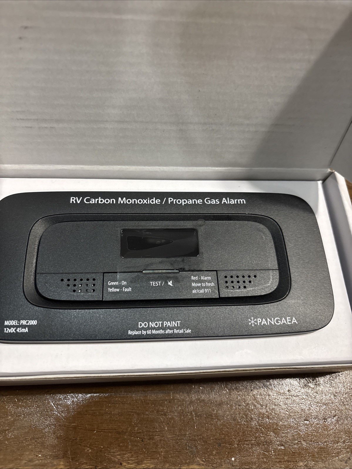 Pangaea Digital RV Carbon Monoxide/Propane Detector Hardwired DC 12V, Large LCD