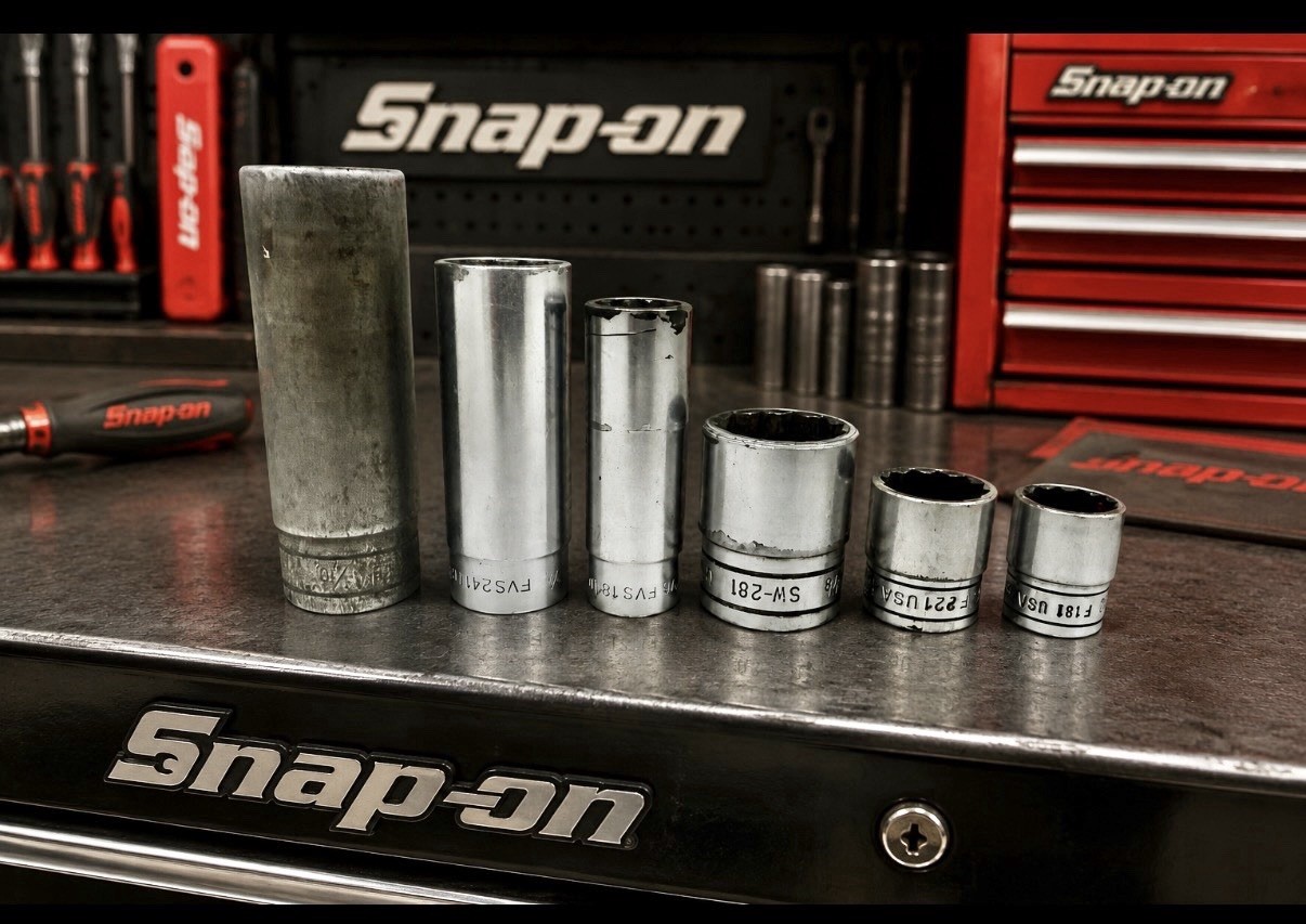 Vtg Snap On Sockets 12 PT. F181,F221, FVS181, FVS241,SW281, S261 Lot of 6