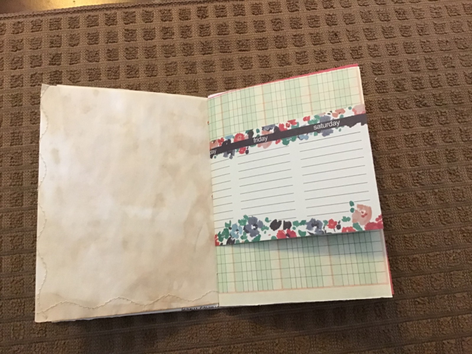Handmade Naked Junk Journal 5-1/2” x 4-1/4” Mushroom & Leaves Print Cover