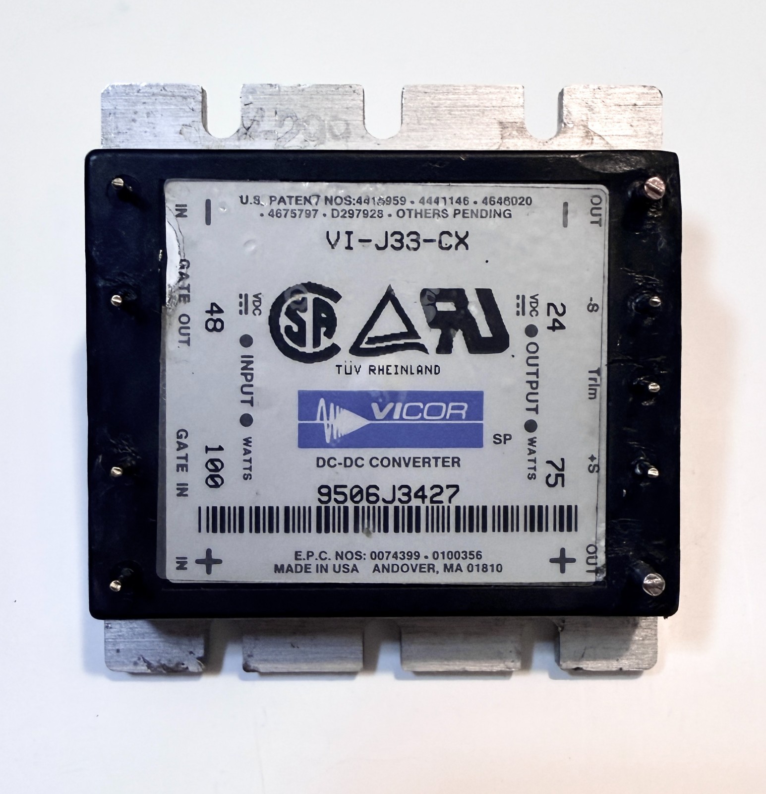 Vicor VI-J33-CX Isolated DC-DC Converter 48V-24V 75W Half Brick PBX Pull Refurb