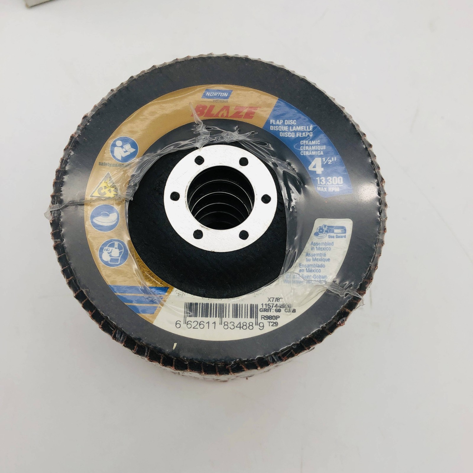 Norton 83488 Flap Disc Resin Fiber 4-1/2×7/8 Type 29 Blaze R980P 60 Grit 10/Box