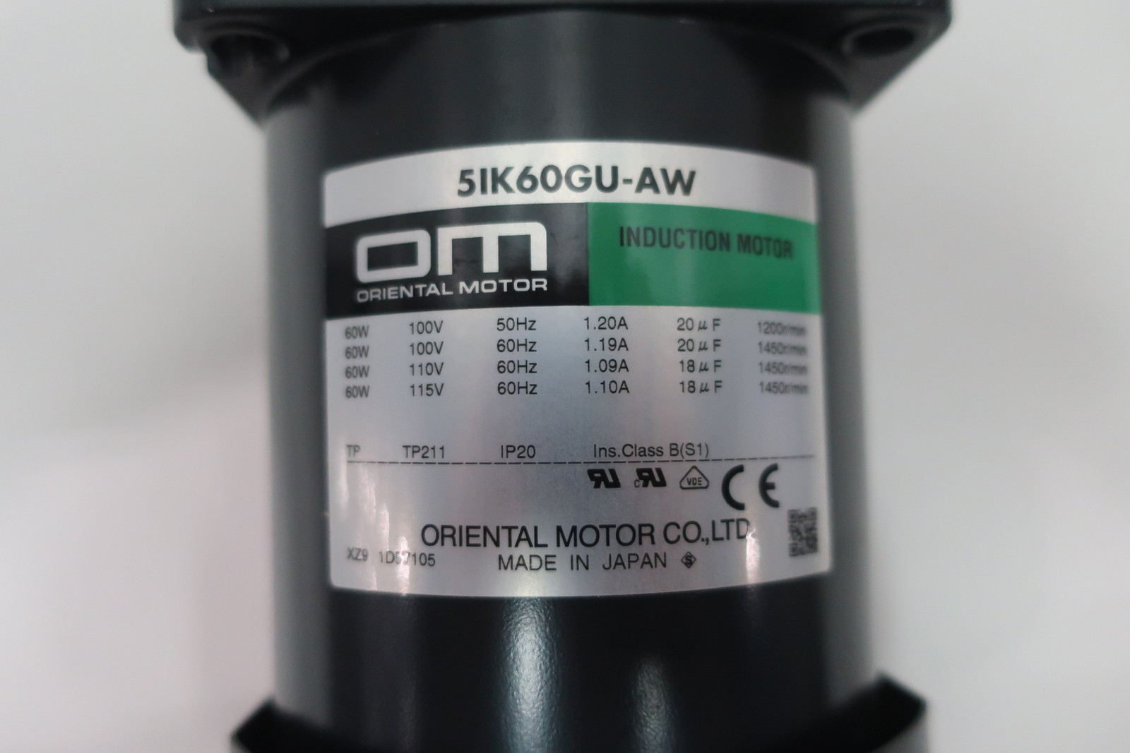 Oriental Motor 5IK60GU-AWU Induction Motor 60w 1450rpm 110/115v-ac