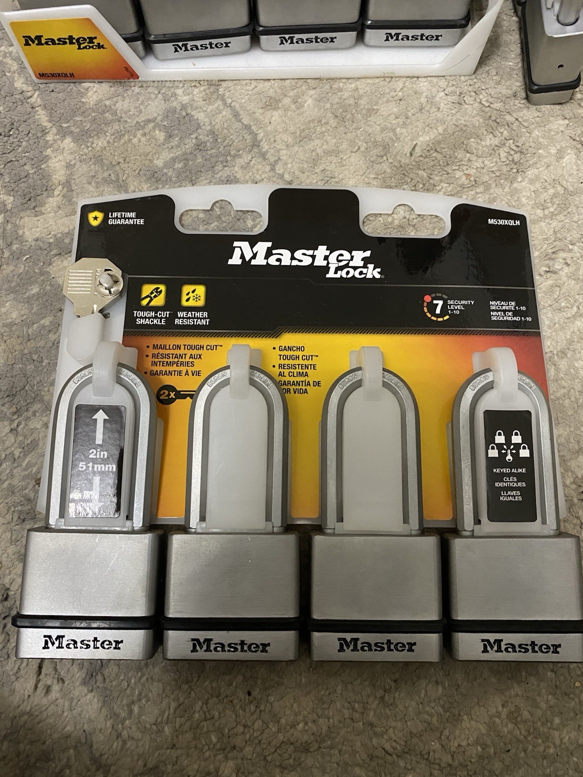 Master Lock M530XQLH Outdoor Padlock 4 Pack 2 Keys SHACKLE.