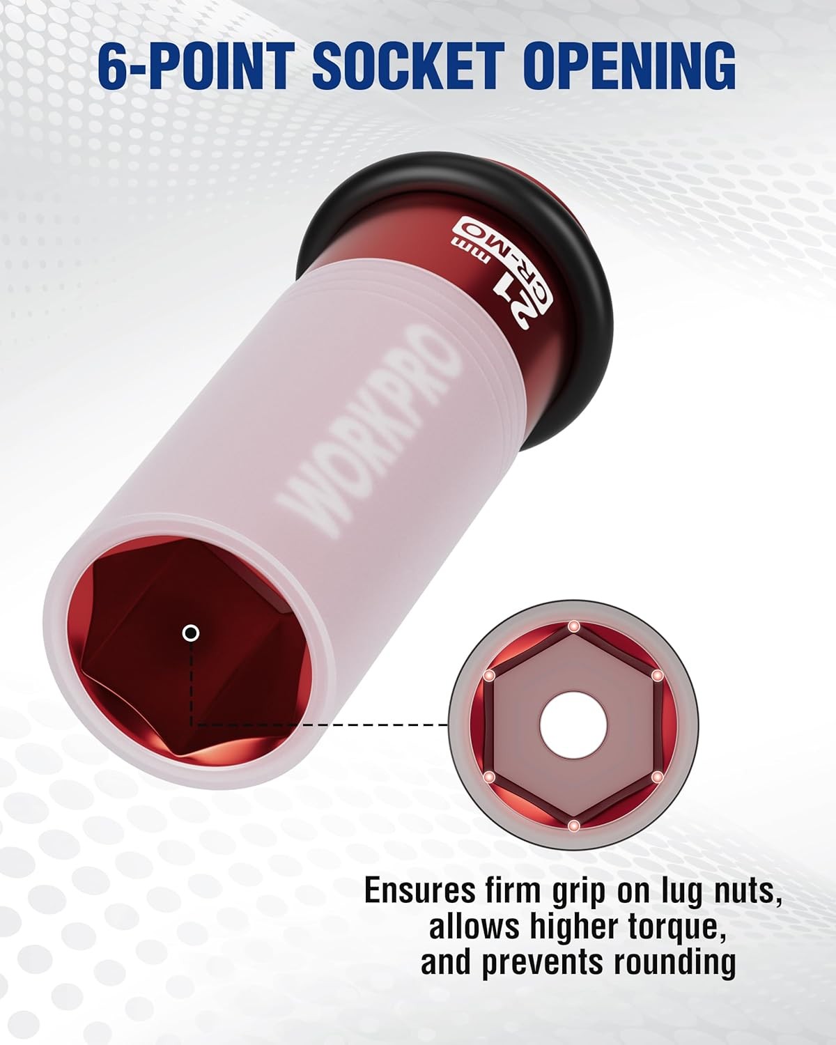 WORKPRO 3PC 1/2″ Drive Lug Nut Impact Socket Set Deep Thin Wall Socket 17-19-2mm