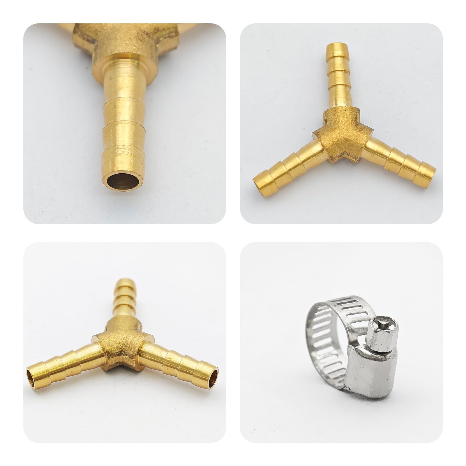 AUXBC 2Pcs 1/4Inch 3 Way Brass Hose Barb, Y Shape Brass Barb Connector Fittin…
