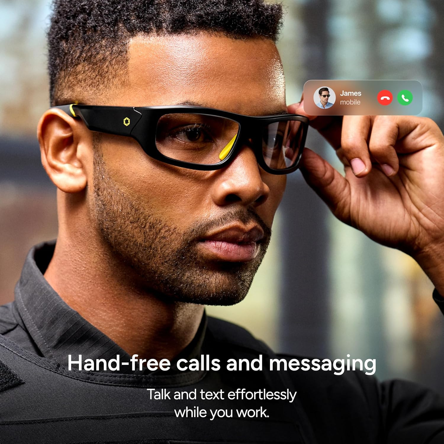 Armor Smart Safety Glasses, TR90 Frame, Light Adaptive Lenses, Open Ear Speakers