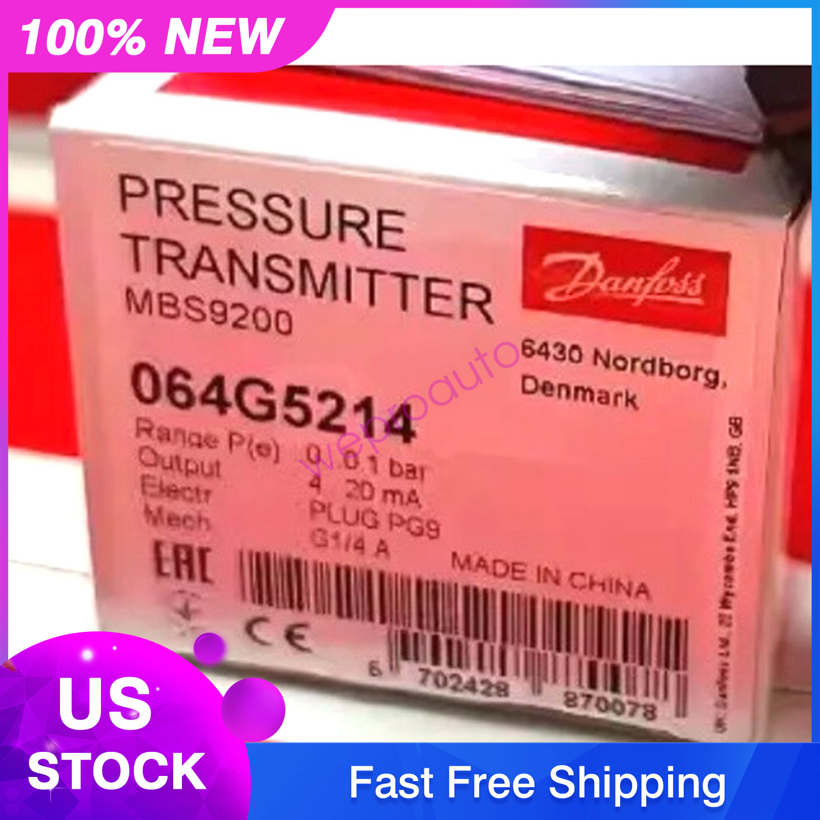 1PCS New Danfoss MBS9200 064G5214 Pressure Transmitter In Box#QW
