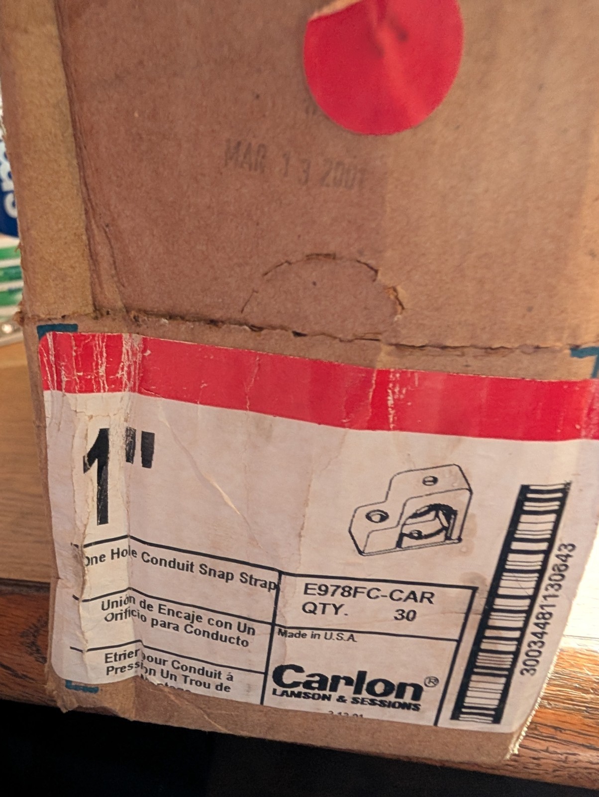 (30) Carlon Power Replacement Single-mount Conduit Support Strap E978FC-CAR