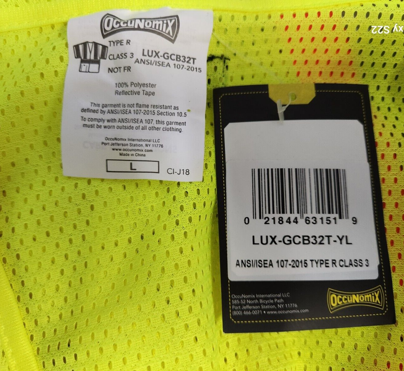 OccuNomix LUX-GCB32T Breakaway Class 3 Safety Green Vest ANSI/ISEA 107-2015 “L”