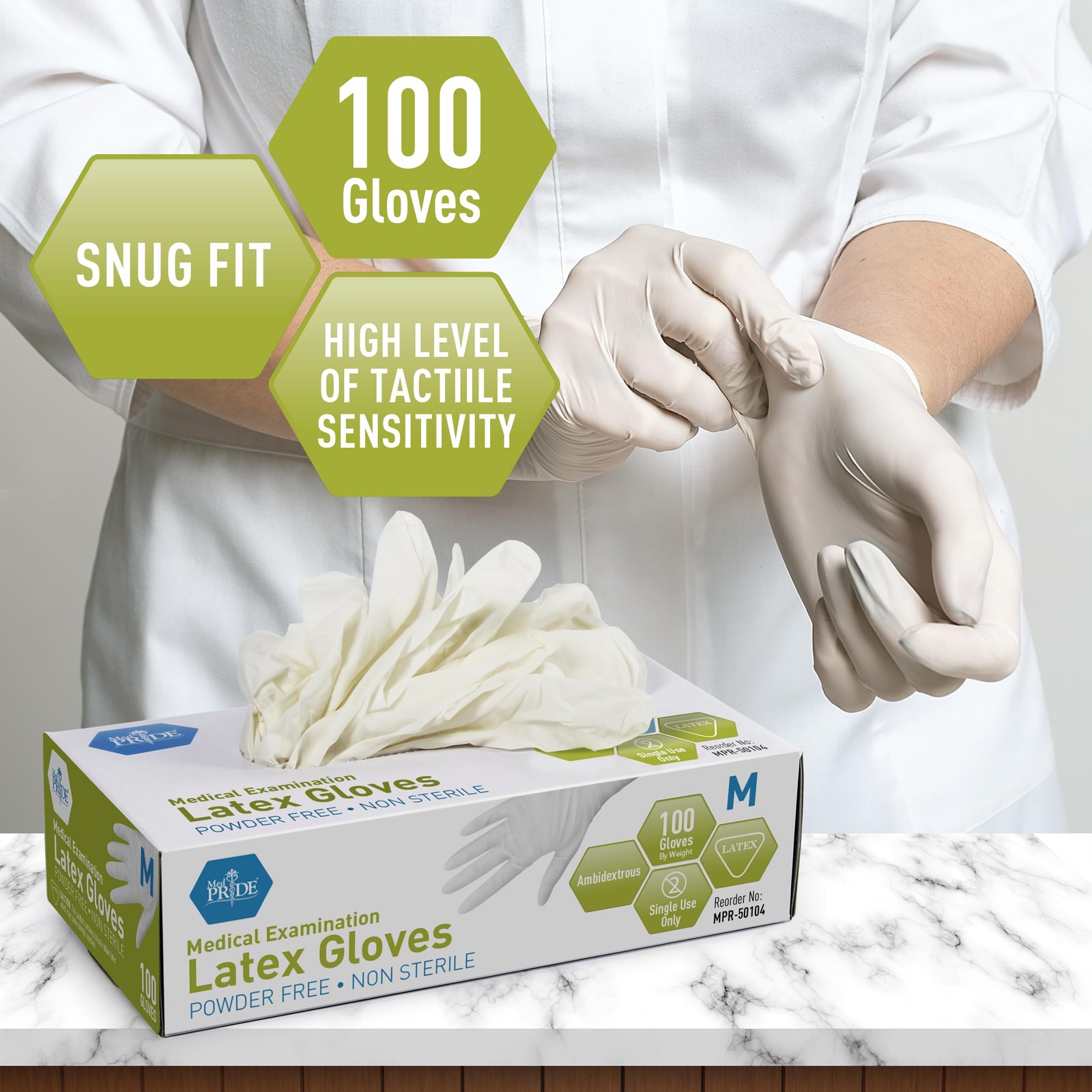 MED PRIDE Disposable Latex Medical Examination Gloves, Powder-Free, 5 Mil Th…