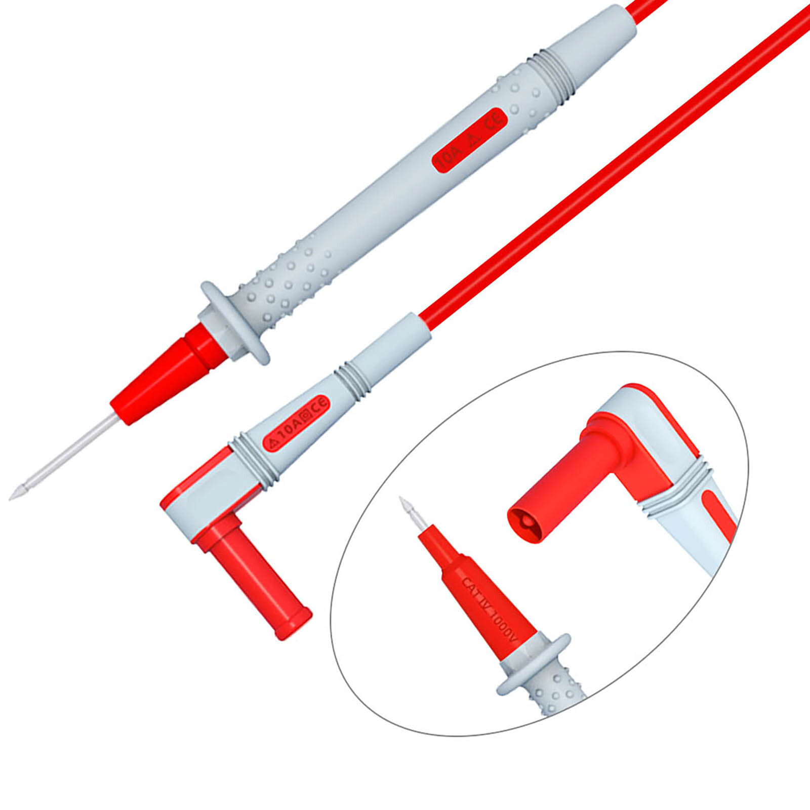 Silicone Multimeter Test Leads Kit with Gold-Plated Precision Sharp Probes 4.9ft