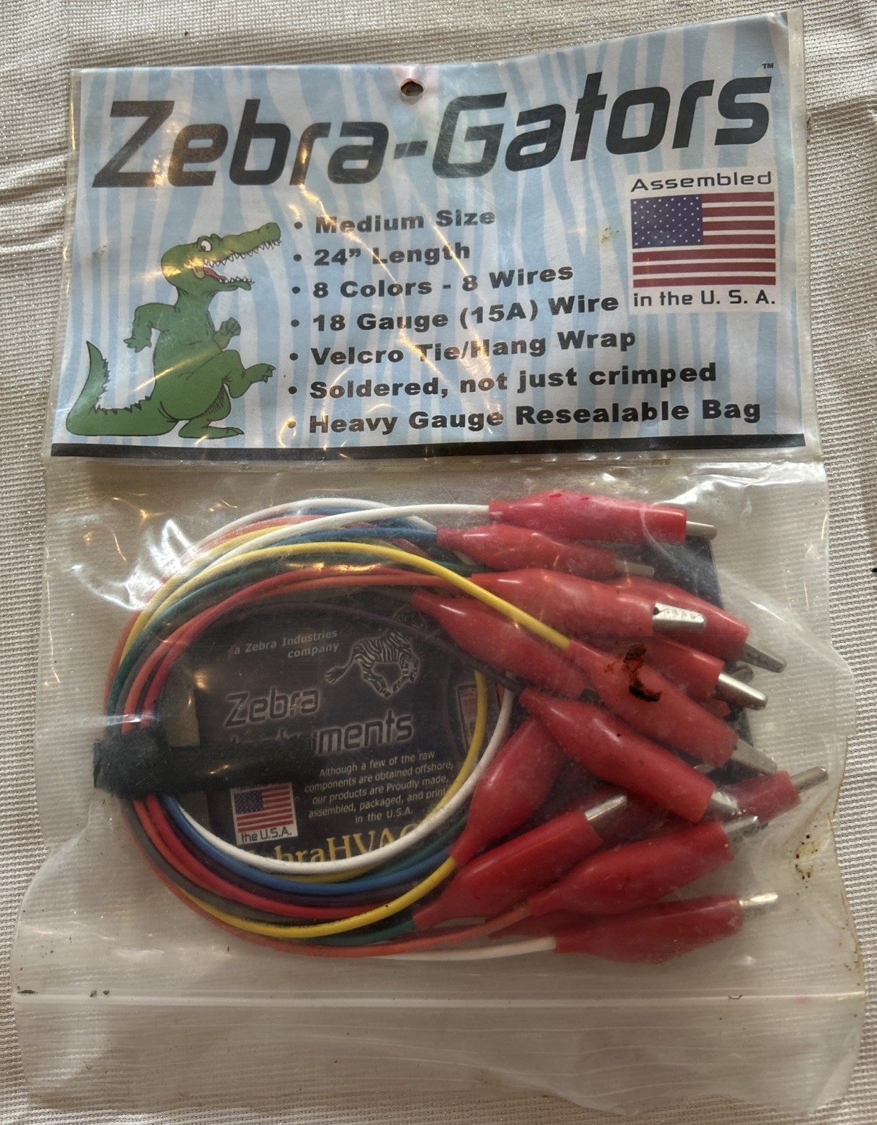 Zebra Instruments Zebra-Gators ZG003 Jumper Wires 8-Piece Alligator Lead Set Med