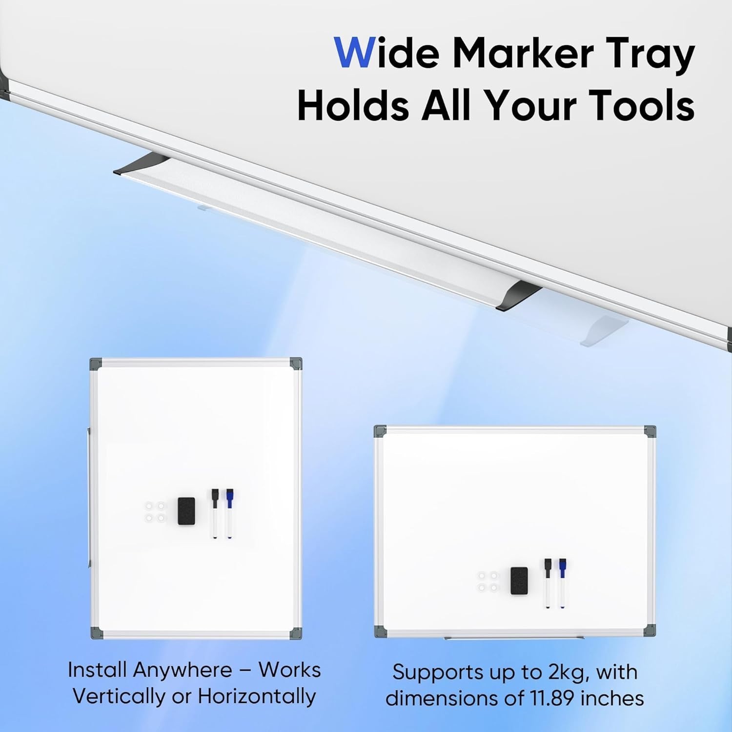 24″ x 18″ Magnetic Whiteboard for Wall Dry Erase Board with Silver Frame Hanging