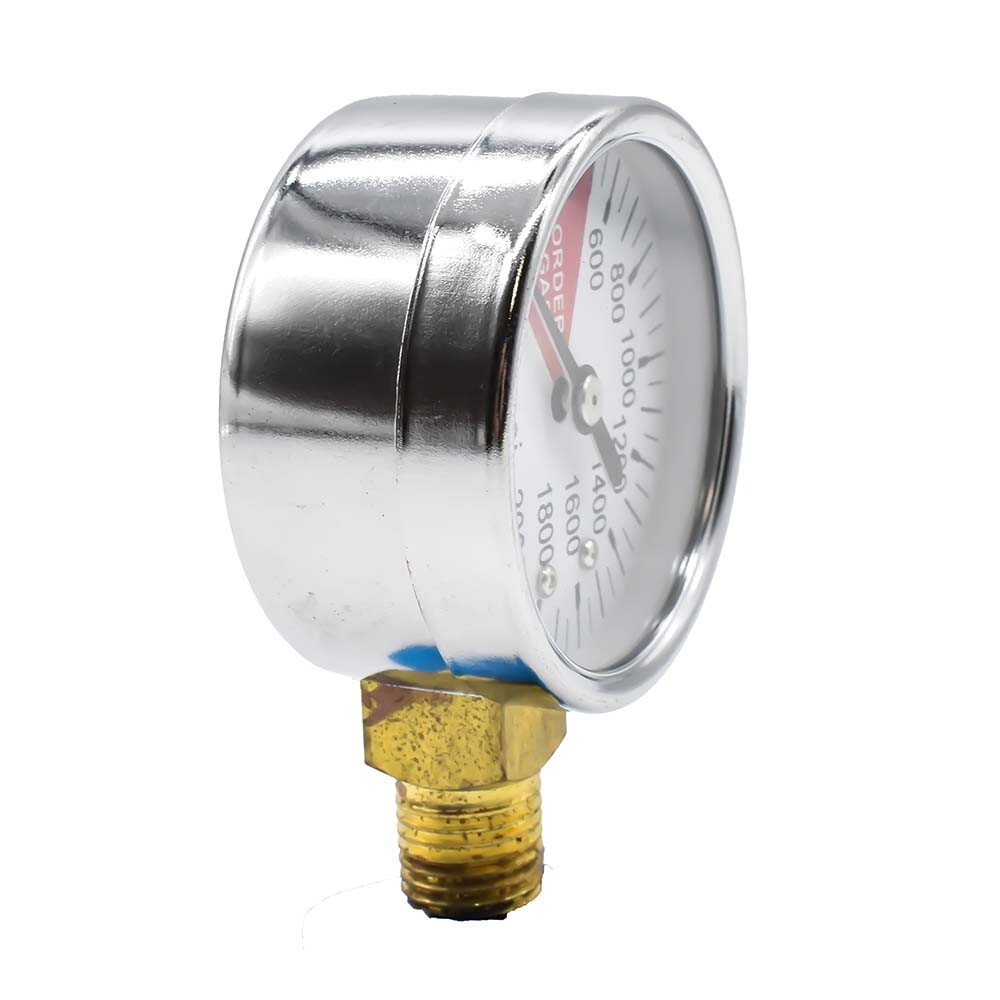 Co2 Tank Pressure Gauge 1/4 Inch NPT 2″ Dia 2000 PSI Right Side Mount/Thread