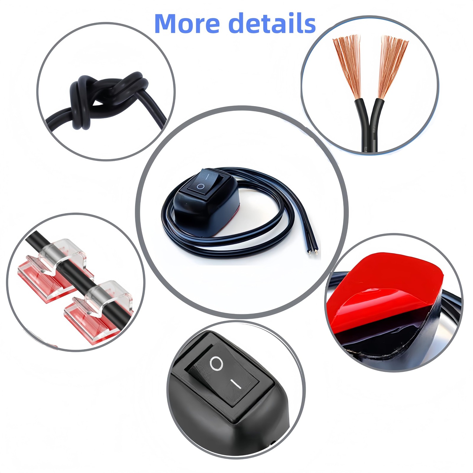 12V SPST Paste Type Car Rocker Switch ON/Off Surface Mount Prewired 2 PCS