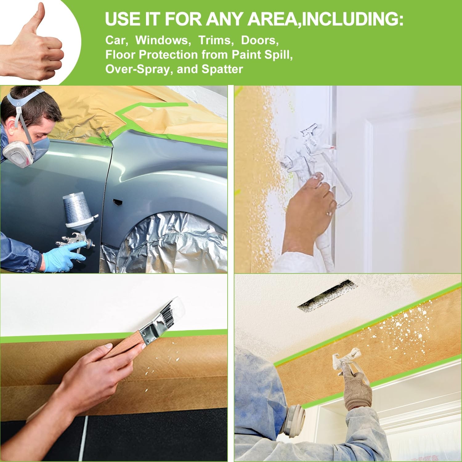 Paint Masking Paper -Unfold 18 inch x 50 feet Tape and Drape Painters Paper, Mas