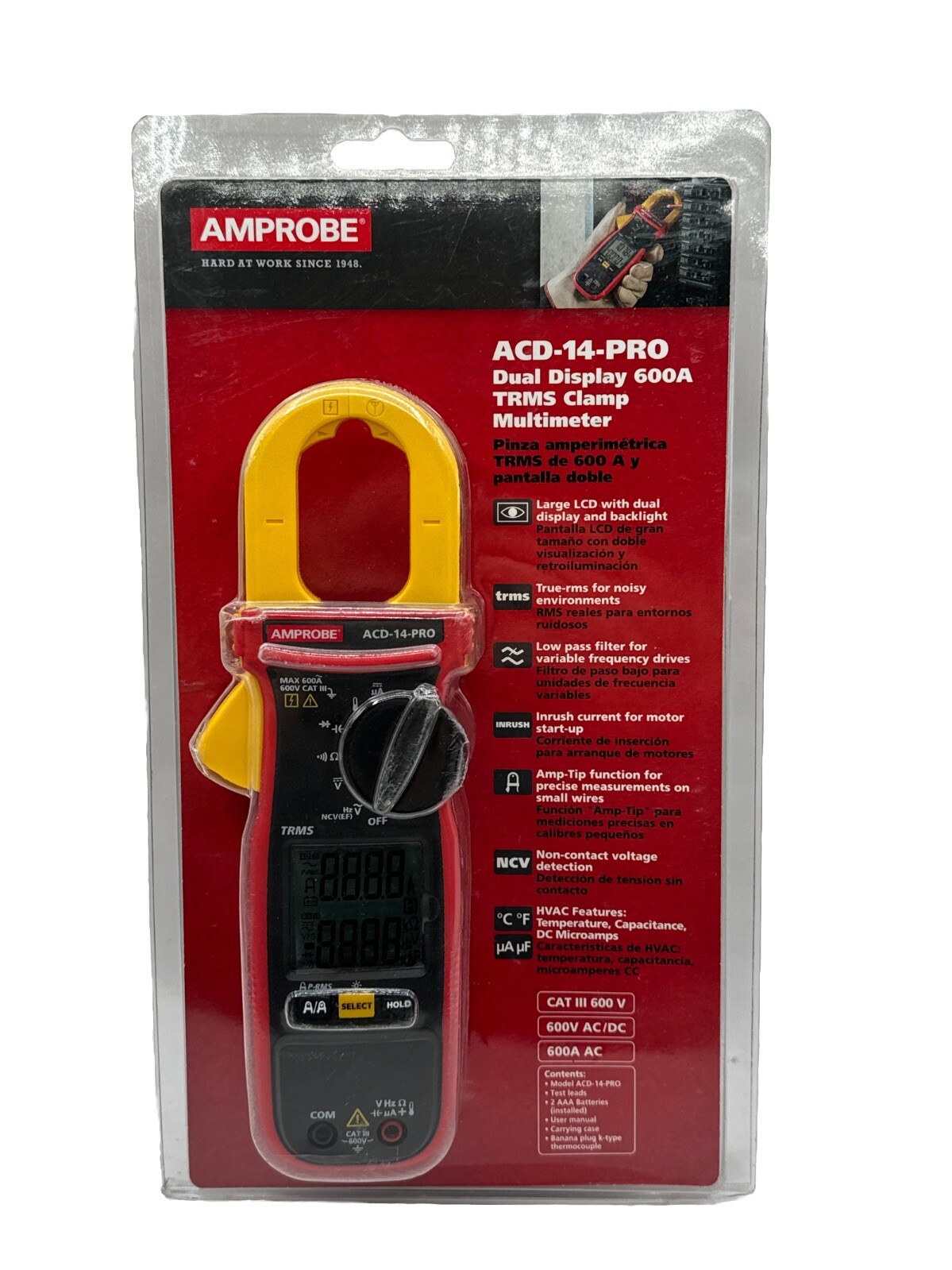 Amprobe ACD-14-PRO Digital Clamp Multimeter Black New Free Ship USA Seller Fluke
