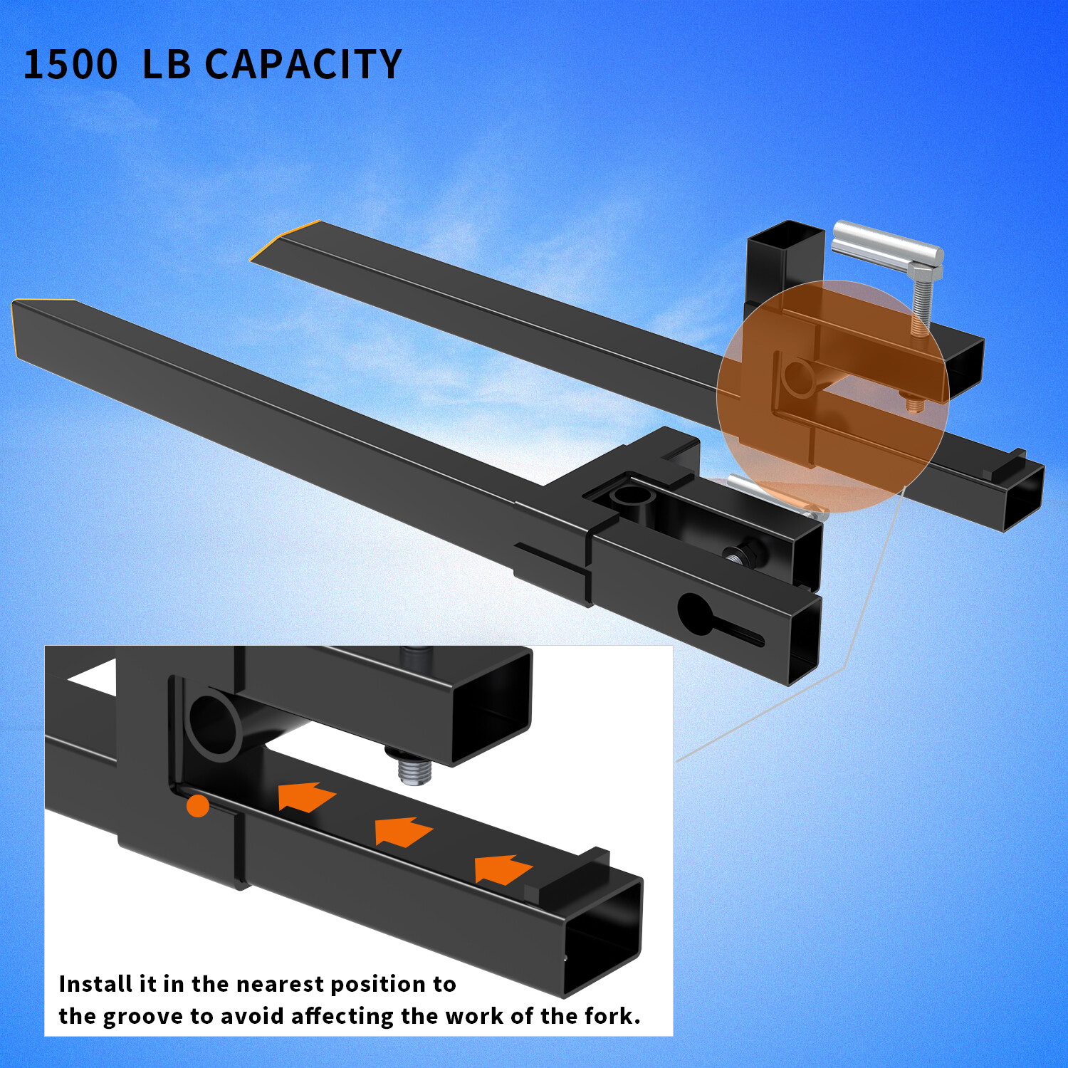 1500lb 43″ Tractor Bucket Pallet Forks Clamp Kubota Loader Skid Steer Attachment