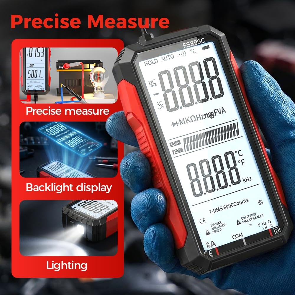 Rechargeable Digital Multimeter FS899C – Electrical & NCV Testing