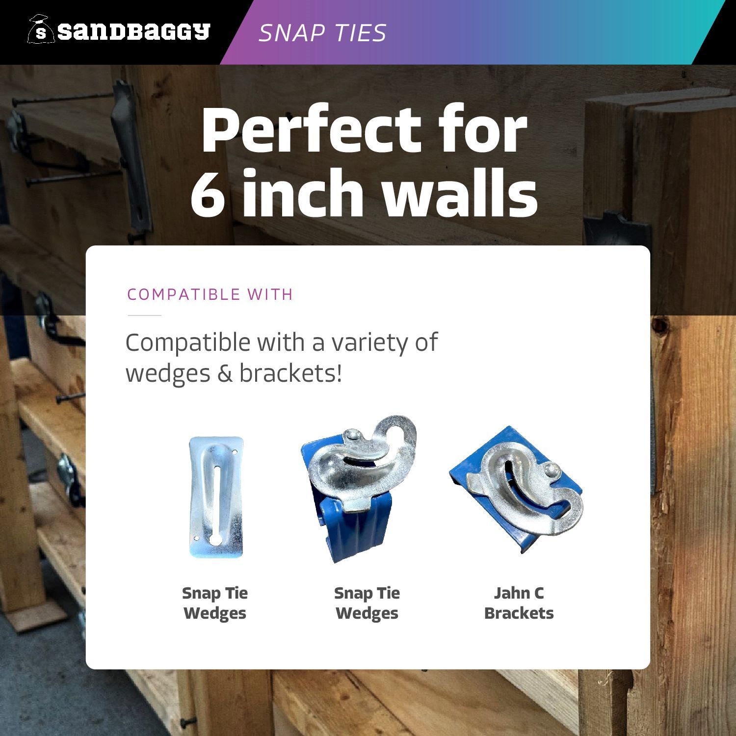 Sandbaggy 6″ x 4 ¾» Standard Snap Ties For Concrete Forms (Short End)
