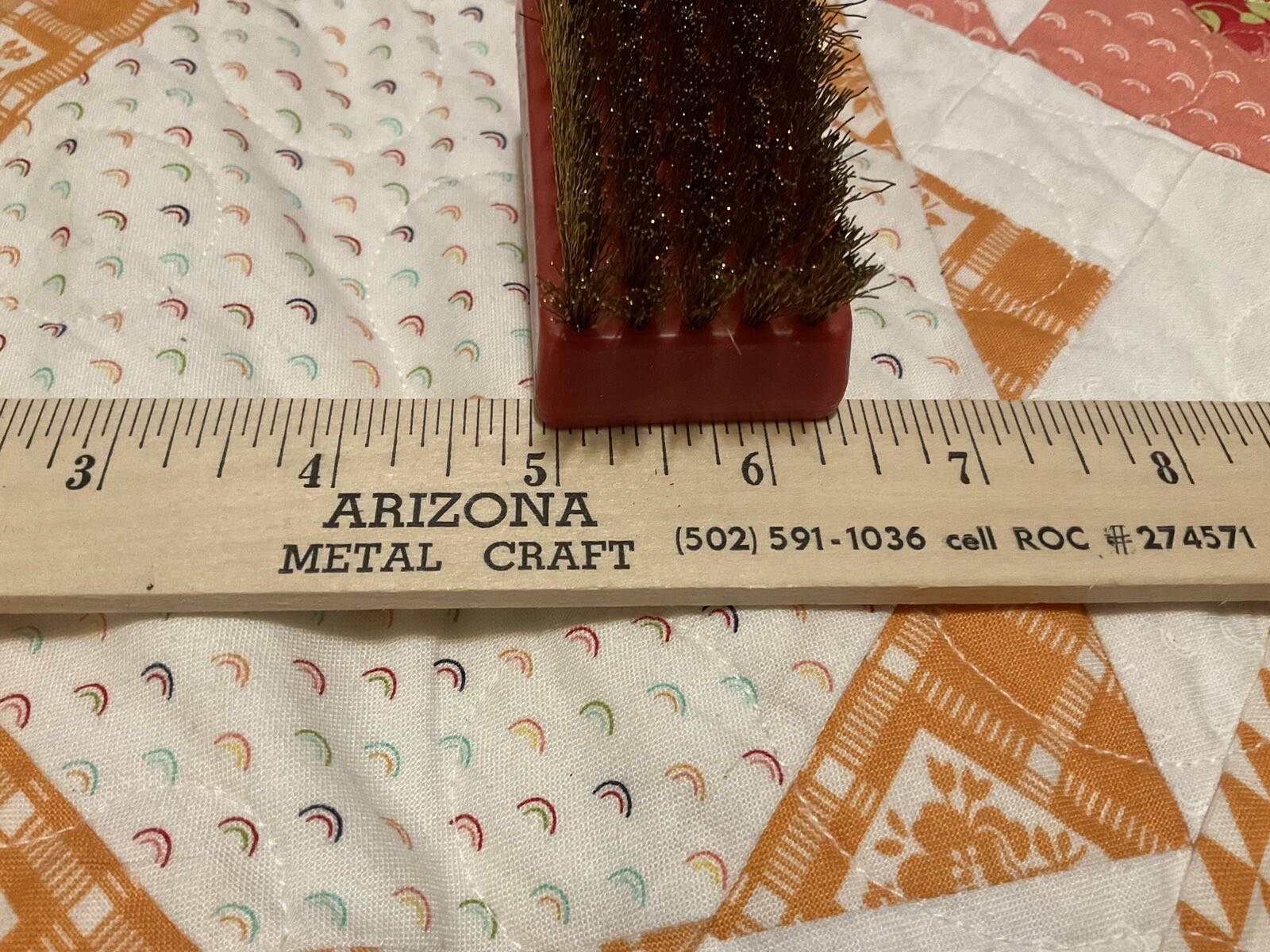 7” Wire Brush Automotive Metal Work Surface Cleaning Plastic Handle Copper? Wire