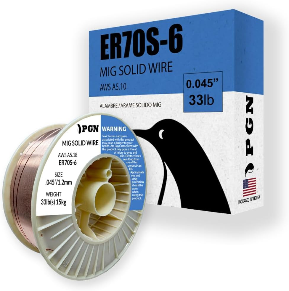 PGN Solid MIG Welding Wire – ER70S-6 .035 Inch, 33 Pound Spool – Mild Steel MIG