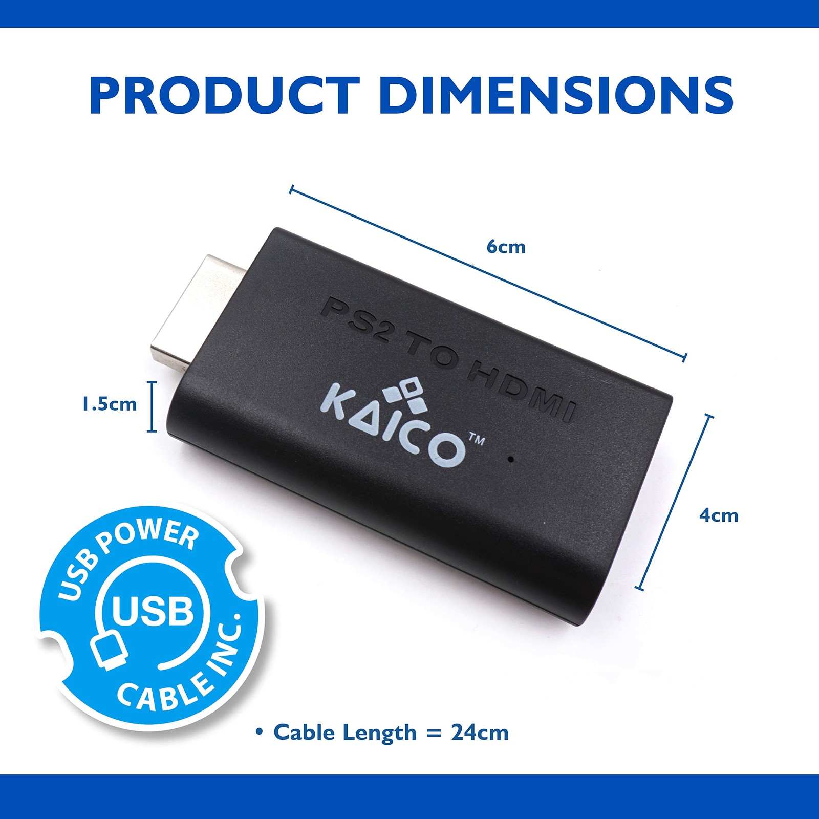 Kaico Edition HDMI Adapter for Playstation 2 – PS2 to HDMI Converter | Plug & Pl