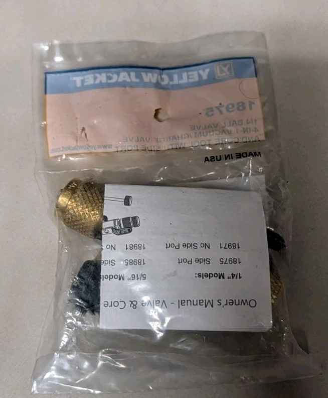 NEW Yellow Jacket 18975 Vacuum/Charge Valve with Side Port 1/4″ Size