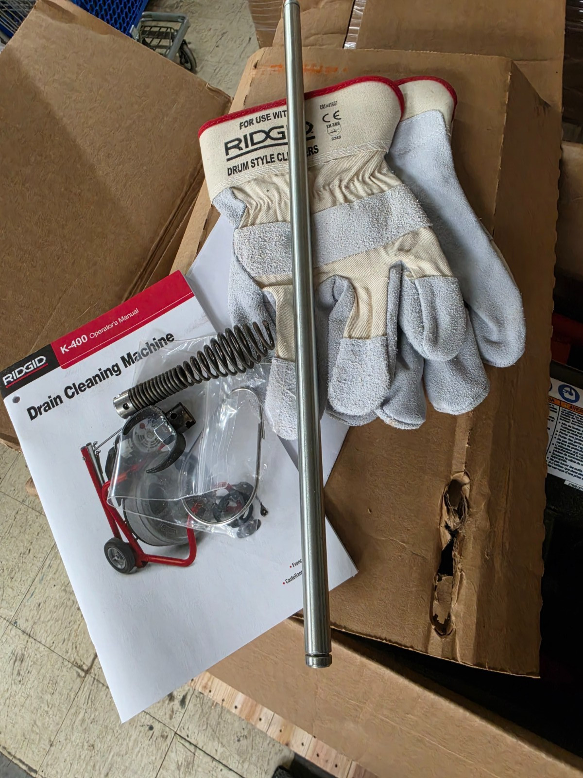 Ridgid 26998, K-400 120V Drum Drain Machine w/C-45 IW Cable, 1/2″x75′ Int. Wound
