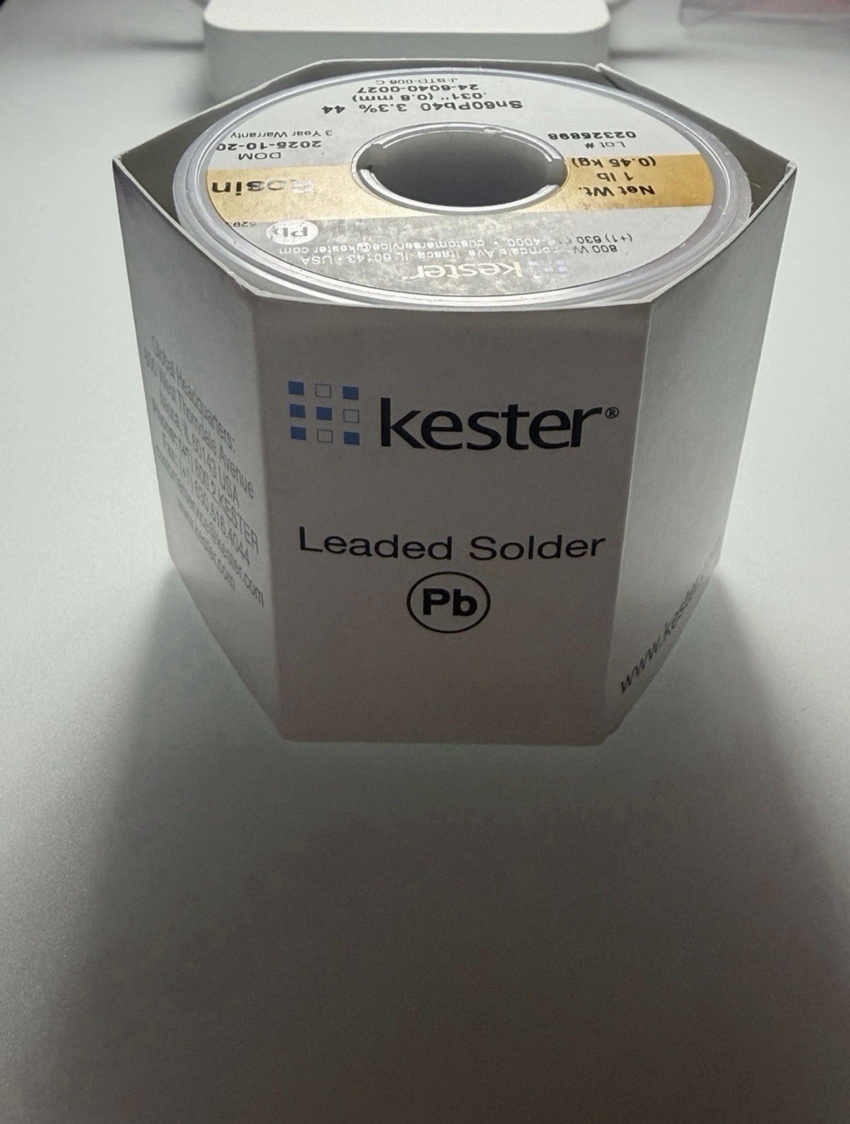 GENUINE KESTER SOLDER 60/40 .031” (0.8mm) ROSIN CORE, 24-6040-0027/44, 3 FEET
