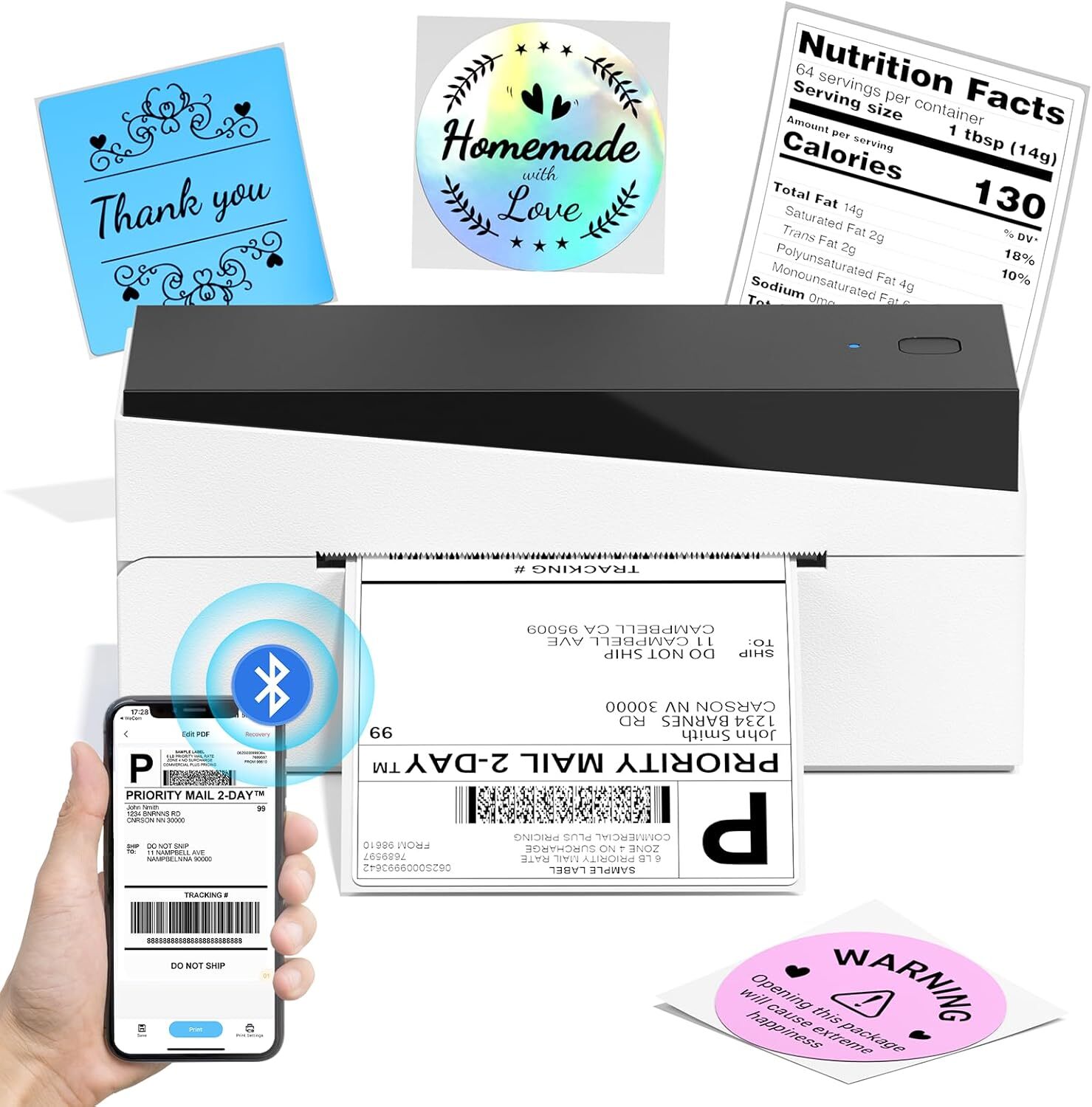 Phomemo PM-249BT Bluetooth Thermal Shipping Label Printer for USPS eBay Etsy