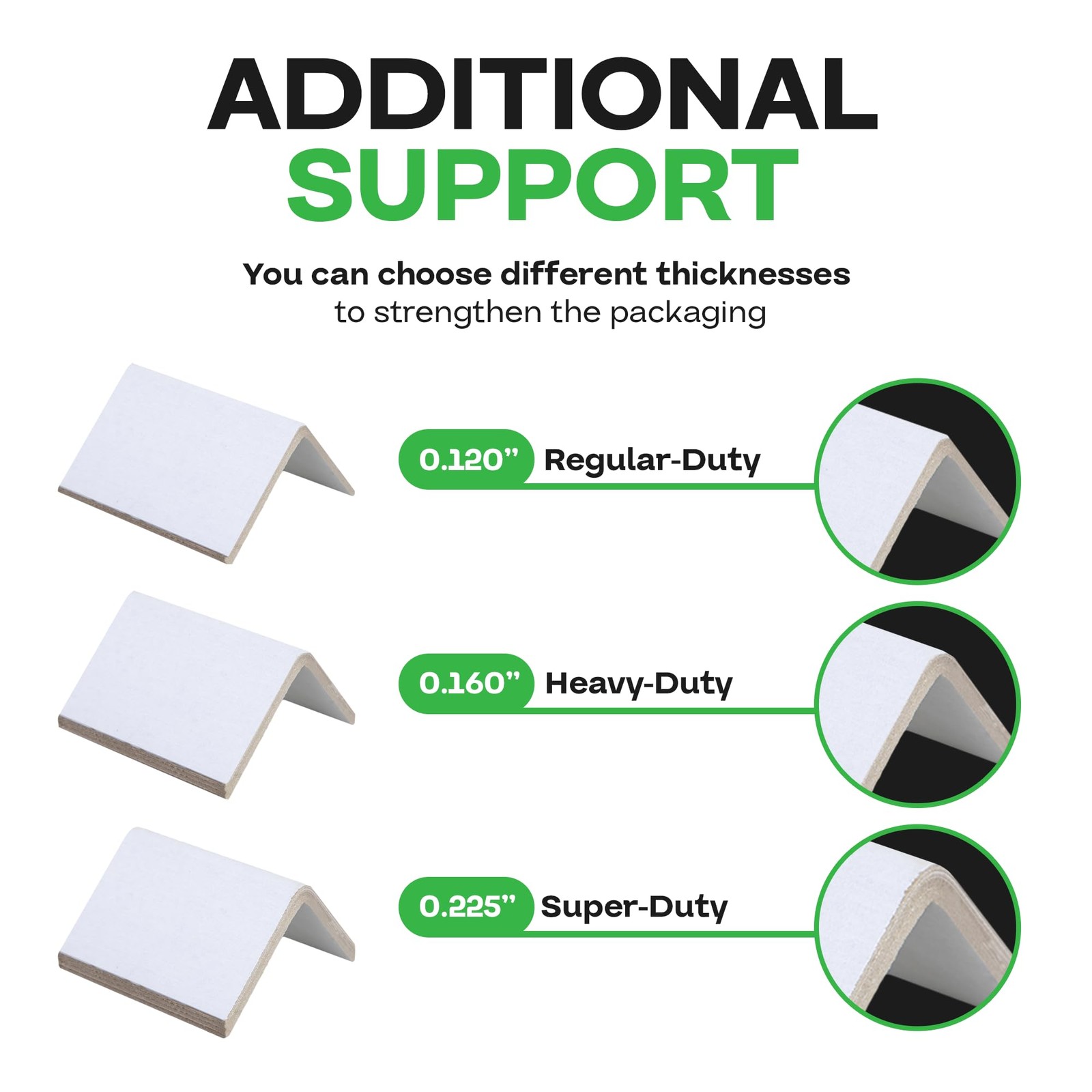 IDL Packaging Cardboard Edge Protectors 2″x2″x3″ Standard Duty-0.120″, White